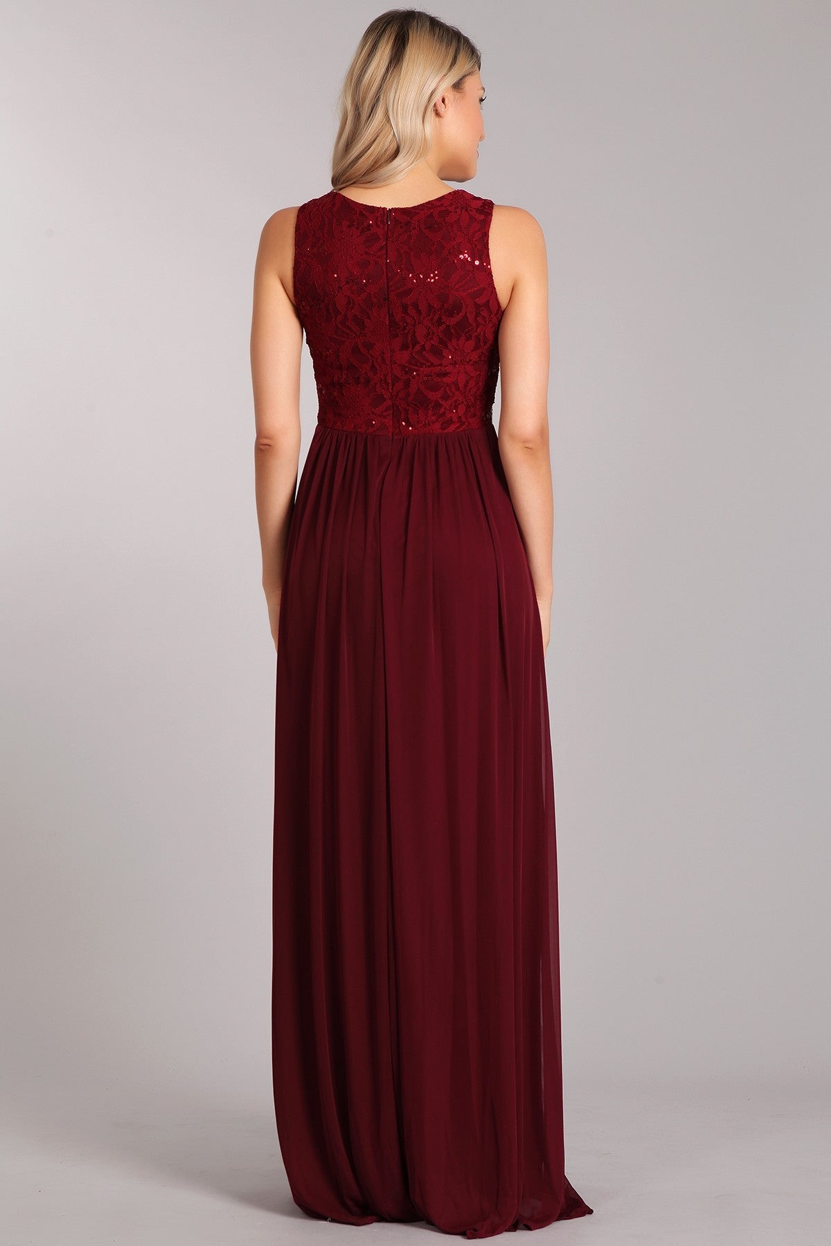 Lace and Satin Long Bridesmaids Dress - Moda FormalwearDressesFiesta Fashion