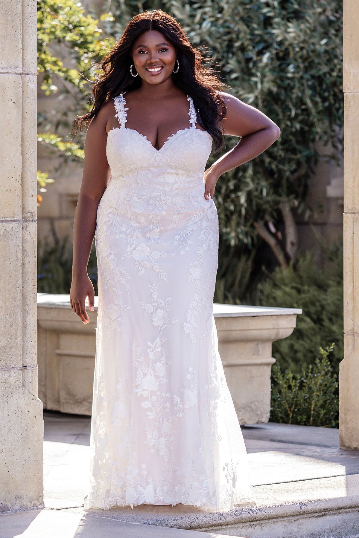 Sheer Tulle Sprinkled Wedding Dress for Curvy - Moda FormalwearDressesAllure Bridal