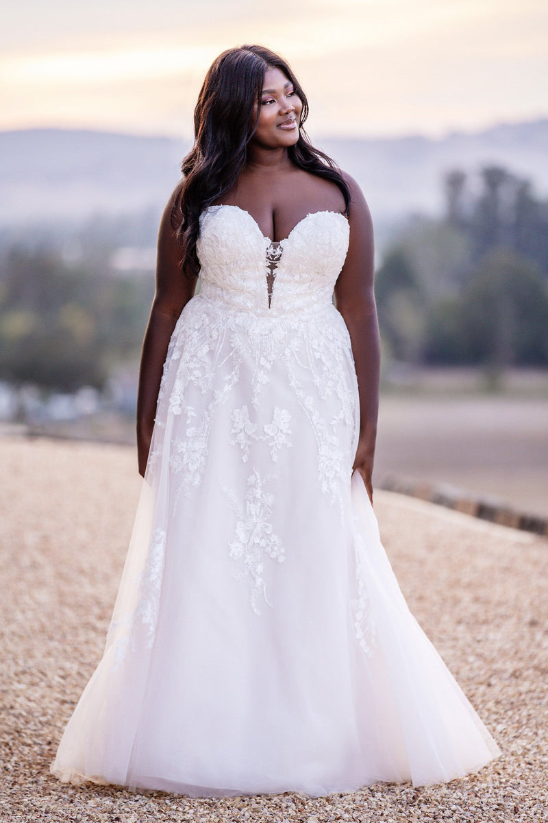Soft Sparkle of Sequined Lace Wedding Dress - Moda FormalwearDressesAllure Bridal