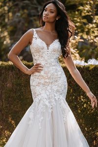 V-Neck Mermaid Sheath Wedding Dress - Moda FormalwearDressesAllure Bridal